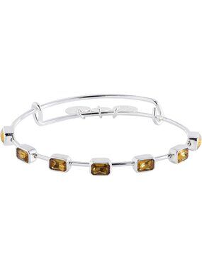 November Birthstone Bangle Shiny Silver Birthstone Emerald Cut Bangle Bracelet